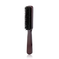 Men's solid wood beard brush with dark brown handle and dense black bristles - Small
