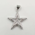 Pendentif étoile en argent serti de zircones et perles métalliques pour femmes - Étoile Pleine Zircone Argentée