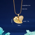 Golden heart pendant with zircons and sleek snake chain necklace for women - Golden Polished Zirconia Split Heart