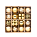 Ensemble de boules de Noël dorées aux textures variées dans un coffret cadeau - Lot de 16 / Doré