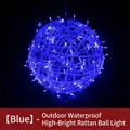Catena luminosa a sfere di rattan LED blu impermeabile per decorazioni esterne vivaci - Blu