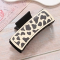 Rectangle large PU hair claw clip with cream and black cow print pattern - Black White Cow Print