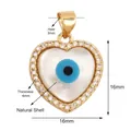 Golden heart-shaped Evil Eye lucky charm pendant with natural shell and zircon inlay - L559448-Gold Heart Shell Eye