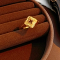 Detail eines vergoldeten Vintage-Sternrings mit strukturierter Oberfläche auf Samt - Stern-Ausschnitt Mattierter Stil (3#戒指-金色（真金电镀）)