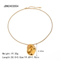 Collana in acciaio inossidabile placcato oro 18k con ciondolo martellato irregolare - Collana Irregolare Martellata Concava Placcata Oro 18K (JDN2403004)