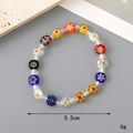 Handmade colorful glass bead bracelet with flower patterns and 5.5cm inner diameter - Five-Petal Flower Style (K3343)