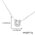 U-shaped copper pendant with clear cubic zirconia in silver finish, weight 1g - Silver Letter-U