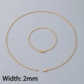 Set collana e bracciale a catena O dorata da 2mm in acciaio con chiusura a moschettone - Larghezza Catena 2mm (Oro) / Bracciale 19CM