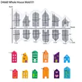 Detailed view of 12-cavity silicone mold with colorful mini resin house ornaments - D4660 12-Hole House Mold Style 01