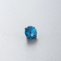 Titanium F136 internally threaded ear stud with blue round cubic zirconia stone - Light Blue