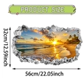 Self-adhesive 3D beach sunset wall sticker measuring 56cm wide and 32cm high - Coastal Sunset Horizon (UV50556T_R)