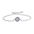 Elegant 925 sterling silver chain bracelet with purple devil eye cubic zirconia pendant - 925 Silver / Platinum Bracelet