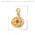 Goldener Rosenanhänger aus Edelstahl mit rosa Strassstein und Abmessungen 27x16mm - Vintage Blume mit rotem Zirkon (YF060x3)