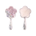 Flower air cushion hairbrush with pink liquid and star sequins in transparent handle - Air Cushion Comb / Pink