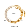 Bracciale a catena a ferro di cavallo dorato con zirconi quadrati e dimensioni - Bracciale con maglie a U in giunzione / Bracciale in oro con zircone bianco