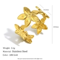 18K gold plated stainless steel floral ring with asymmetrical flower design detail - Flower Open Ring - Gold