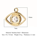 Golden evil eye charm in stainless steel with rhinestone and 10x7mm dimensions - Simple Eye Style / 10x7MM / Gold-VC543