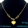 Collar de corazón bañado en oro 18K medida 450x2mm y peso 8g en modelo de cuello - Collar Dorado (KN292311-Z)