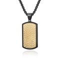 Collana con pendente rettangolare bicolore con trama martellata dorata, bordi neri e diamanti - Solo ciondolo / Oro