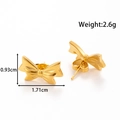 Eleganti orecchini a fiocco in oro e acciaio al titanio con misure e peso - Fiocco in Nastro Minimalista (YE-070-Oro)