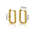 Minimalist gold rectangular hammered texture titanium steel earrings 14mm by 21mm - Starburst Pattern Ear Buckle (1840) / Starry Texture - Gold