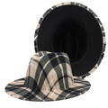 Classic British style plaid jazz hat with black, white and yellow tartan pattern design - M (56-58cm) / Yellow, Black and White Plaid (Color 03)