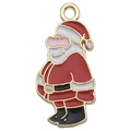 Christmas Santa Claus enamel charm with golden loop for DIY jewelry making - Santa Claus 12x25mm