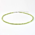 Light green beaded necklace with natural stones and silver adjustable lobster clasp - Peridot