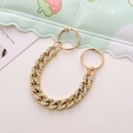 Golden rhinestone-studded metal chain accessory with spring rings for DIY clog shoes - Gold Rhinestone Cuban Chain