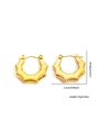 Detailed view of golden irregular geometric hoop earrings with hammered texture and dimensions - Gold Embossed Hammered Star Style (#0248)