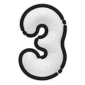Nummer 3 aluminiumfolie ballon in stripstijl wit met zwarte rand voor verjaardagsfeest - Cijfer 3