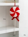 Lecca-lecca in peluche rosso e bianco da 50 cm con fiocco per decorazione natalizia - Addobbo Lecca-Lecca Grande
