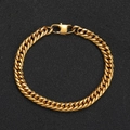 Pulsera cubana para hombre de acero inoxidable dorado con cierre de mosquetón sólido - 7mm / 22.86cm (9 Pulgadas) / Dorado