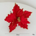 Red 25cm artificial Christmas poinsettia with gold glitter edges for tree decoration - Red