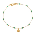 Franse vintage 18KGP gouden schelparmband met groene kralen voor dames sieraad - Gouden Armband (Ongeveer 21 cm)
