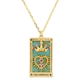 Dettaglio della collana tarocchi L'Imperatrice placcata oro con gemme rosa e smalto - L'Imperatrice