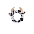 Cute cow horn plush headband in black and white cow print for face washing and makeup - Single Headband / Cow Print