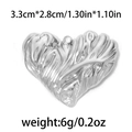 Hammered textured heart pendant in silver finish 304 stainless steel with dimensions - Silver Streamlined Heart
