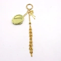 Porte-clés élégant en métal doré avec pendentif cadre photo et pompon décoratif - Porte-clés rond doré [Style ovale]