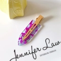 Elegant purple marble patterned acetate hair clip with golden metal base for women - 42# Acetate 7cm Seamless Clip