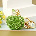 Green crystal apple keychain with gold metal hardware and sparkling rhinestone accents - Full Rhinestone Apple Green