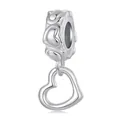 Charm cœur creux en argent sterling S925 poli avec perles en relief pour bracelets DIY - Style Coeur Ajouré