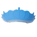 Blue crown baby shower cap with adjustable strap for ear protection and hair washing - Silicone Bath Hat Blue