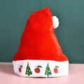 Red velvet Christmas hat featuring embroidered apple and tree patterns on white faux fur - Q1-9 Adult Embroidered Hat (Apple Tree) 30*37CM