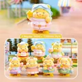 Yellow flocked bear cartoon desk ornament, creative blind box figurine for gift - C040 Strolling Time / Random One