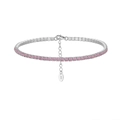 Elegant S925 sterling silver bracelet with pink zircon stones and adjustable link chain - Machine-made Tennis Chain 2mm White Zirconium Electroplated White Gold Approx. 3.64g.