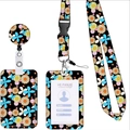 Set cordino porta badge retrattile con motivo floreale porta badge ID forniture per ufficio nero - Stile 4 (Margherita Nera)