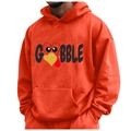 Herren Hoodie in Orange mit Thanksgiving Truthahn-Print und Gobble Schriftzug - S / GOBBLE Truthahn Druck / Orange