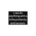Funny black rectangular enamel pin with white sarcasm text for clothes and bags - Sarcasm