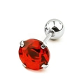 Titanium steel stud earring with red zircon gemstone and secure screw back closure - 2mm / Steel Red Zirconia